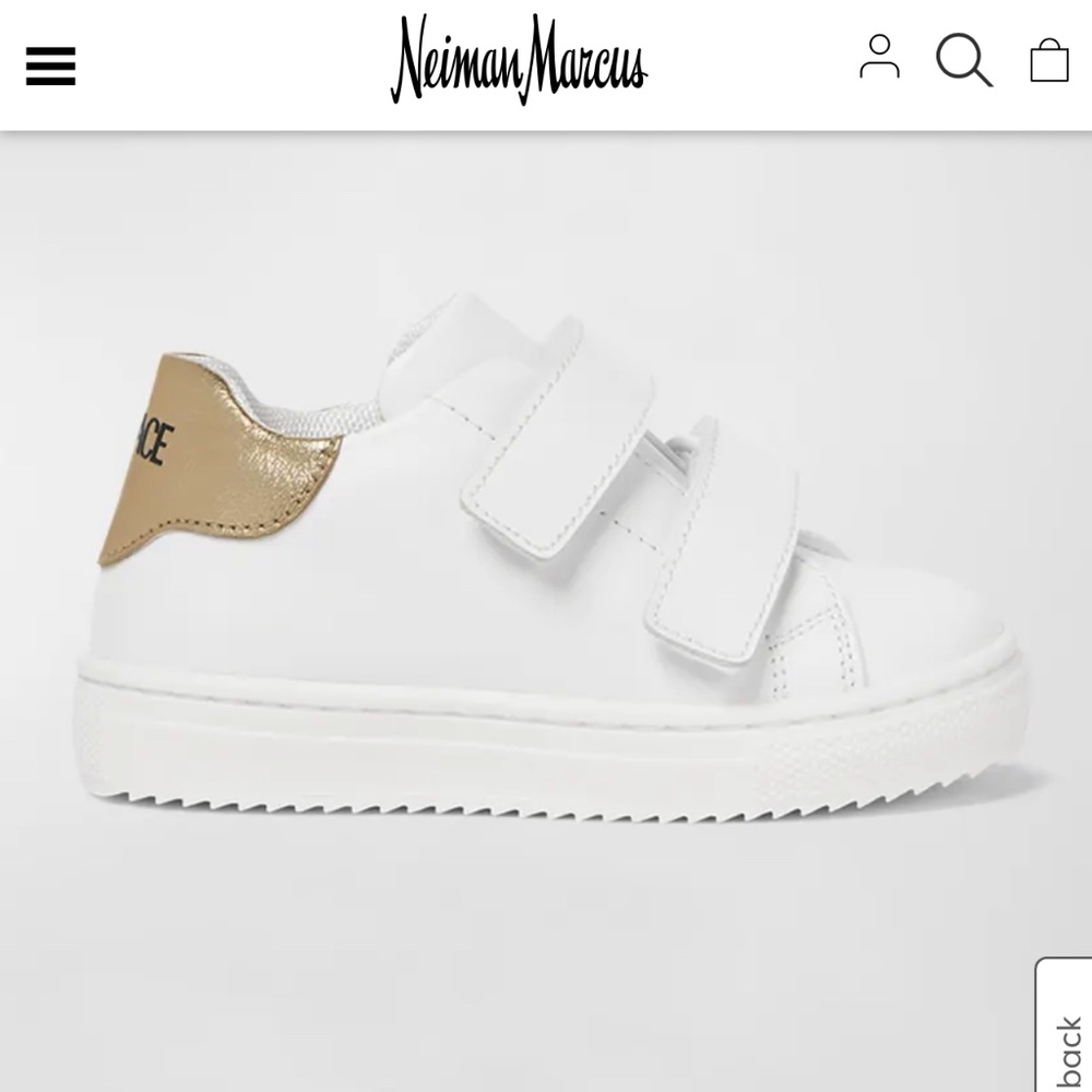 Versace white and gold laminated logo print sneakers toddler